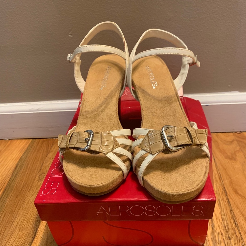 Plush Around Beige Combo Wedge Sandals